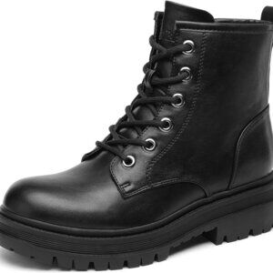 Combat Boots Ankle Booties Lace-up Platform Side Zipper Lug Sole Boots